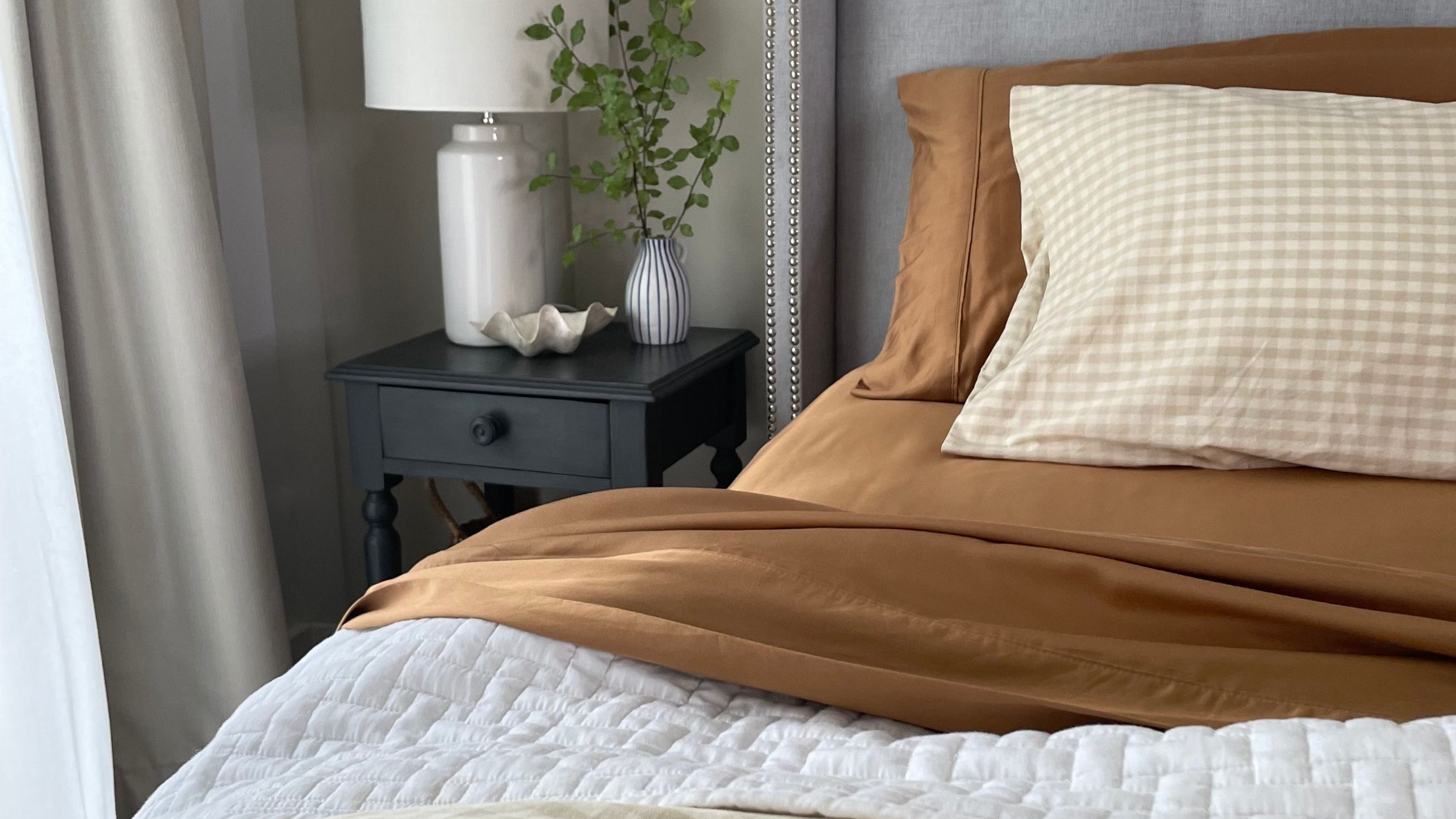 Terracotta orange bamboo bed sheets