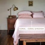 Double Sided Quilt Cover Coral and Coral Gingham